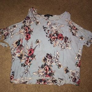 Floral open shoulder top